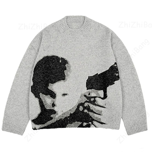 Unisex Punk Print Sweater